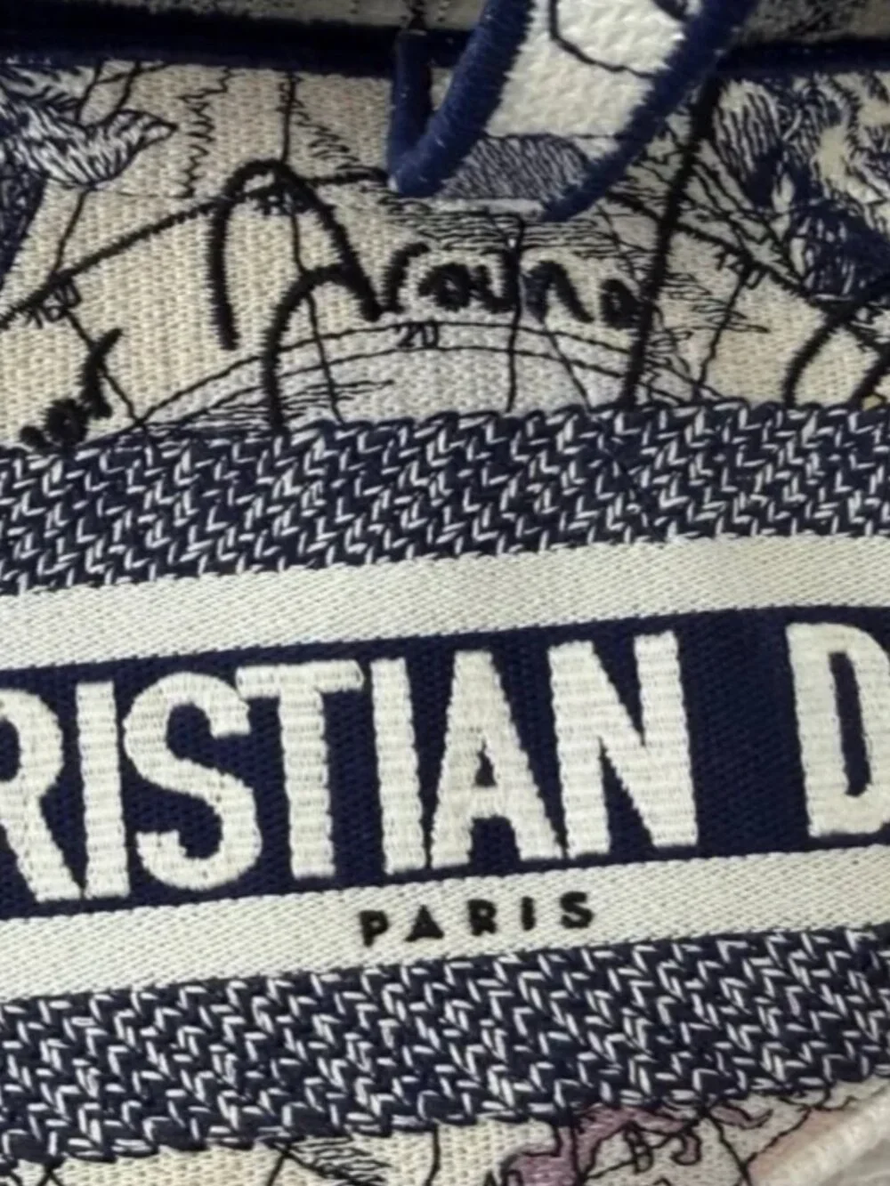CHRISTIAN DIOR Canvas Embroidered Around the World Saddle Bag in Blue - Picture 11 of 13